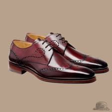 Image of George - Burgundy Hand Patina Barkers Mens Brogue Shoes