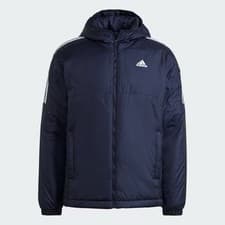 Image of Adidas Essentials Navy Blue Insulated Hooded Puffer Jacket / Size L New GT9165
