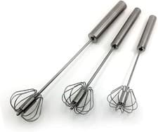 Image of Stainless Steel Semi-automatic Egg Whisk 3PCS Hand Push Rotary Whisk Blender