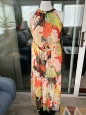 Image of Roman Petite tiered lime green multi mix dress Size 14 BNWT