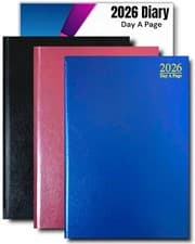 Image of 2026 A4 / A5 / A6 Diary Day A Page or Week To View Desk Diary Hard Backed Dairy