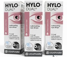 Image of 3x Hylo Dual Eye Drops 7.5 ml Preservative Free Pack of 3