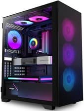 Image of PCZZOI ATX Mid Tower Gaming Case with 6 PWM ARGB Fans – Black