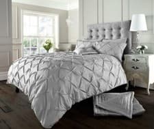 Image of PinTuck Pleated Duvet Cover Set Quilt Bedding With Matching Pillowcases All Size
