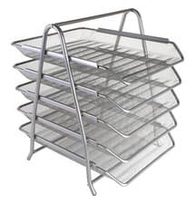 Image of OSCO Silver Wire Mesh 5 Tier Letter Tray | A4 | Desk File Organiser | Paper Stor