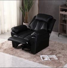Image of NEW Black Leather Recliner Chair with Massage & Heat