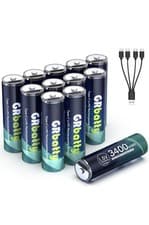 Image of Rechargeable AA Batteries 1.5V 3400mWh USB in 1 USB Type C Charging Cable