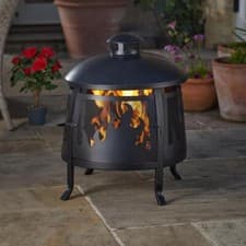 Image of Fiesta Firepit with Cut-Out Flame Design 64 x 50cm Fire Log Pit Burner Chiminea