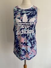 Image of Adidas tank top tie dye loose sport workout yoga size uk 6 multicoloured BNWT