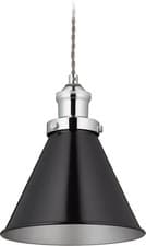 Image of Pendant Light Industrial 130x18.5cm Metal E27 Black/Silver Dining Table Lamp