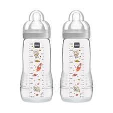 Image of MAM Easy Active Baby Bottle with Fast Flow Teats Size 3, Twin Pack of Baby