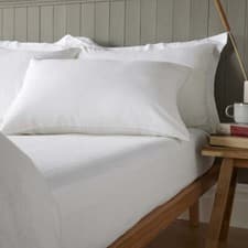 Image of Super Soft Luxury Linen Blend Fitted Sheet Plain up to 34cm Deep Bed Sheets