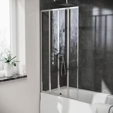 Image of Parga 800 x 1400 mm 4 Fold Door Bath Shower Screen Chrome Frame