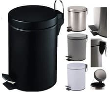 Image of 5L ROUND PEDAL BIN WASTE DUST BINS TOILET BATH BATHROOM KITCHEN STAINLESS STEEL