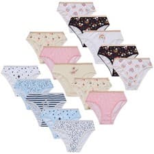 Image of Girls Printed 5 Pack Cotton Briefs Knickers Underwear Age 7 8 9 10 11 12 13