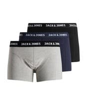 Image of Jack & Jones Mens Anthony 3-Pack Trunks Shorts Black Blue Grey