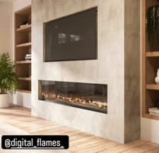 Image of BORDERLESS FULL GLASS 50 60 72 82 INCH LED HD PANORAMIC MEDIA WALL ELECTRIC FIRE