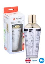 Image of COCKTAIL SHAKER Mixer Measuring Glass and stainless Steel With Recipes 480ML