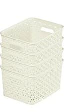 Image of CURVER My Style White 4 x 4 Litre 25x20x10cm Storage Basket Box Strong Quality