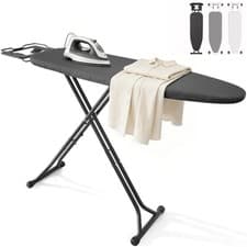Image of Heavy Duty Foldable Ironing Board Adjustable Height Non Slip Legs Washable Cover