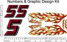 Image of R/C Vinyl Decal 1/10th Scale Bevel 2-D Red (# 5s) Graphic Flame Kit R123n