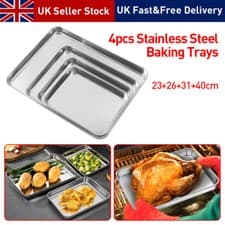 Image of Baking Tray Set of 4, Stainless Steel Oven Tray Set, Professional Baking UK