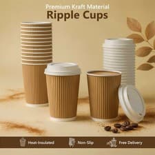Image of Disposable Coffee Cups Paper Cups Kraft Cups For Hot Drinks Triple Layer 8oz