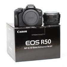 Image of Canon R50 Camera Body EOS Mirrorless Digital Camera + EF-EOS R Mount Adapter