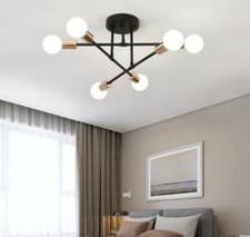 Image of LUXURY ITALIAN MODERN CEILING GOLD BLACK WHITE LIGHT CHANDELIER - 6 HEADS