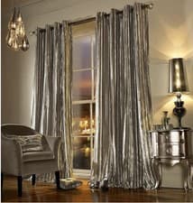 Image of Kylie Minogue Iliana Praline Velvet Eyelet Ring top Lined Curtains 66 X 72