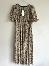 Image of TED BAKER DRESS NEW Floral Midi Puff short Sleeve Empire BOHO 6 8 10 12 14