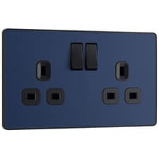 Image of BG Evolve Double Switched Plug Socket 13A 2 Gang Matt Blue - PCDDB22B