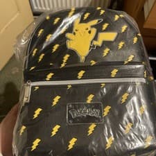 Image of Pikachu Pokémon Lighting Black Backpack Bag Official new with Pom Pom