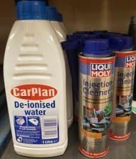 Image of CarPlan De-ionised Water 4x 1L & 10 xLiqui Moly Injection Cleaner 300ml LOT