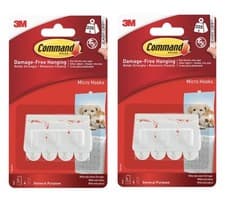 Image of 3M Command Micro Hooks  (17066) - hold 225g (2 packs of 3 hooks) - 6 hooks