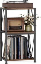 Image of HFHOME Record Players Stand, 3 Tier End Table with Vinyls Record Storage, Recor