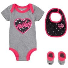 Image of Nike Girk Futura Vest Hat boots Baby Unisex Romper Sizes -6-12 Months Pink/Grey