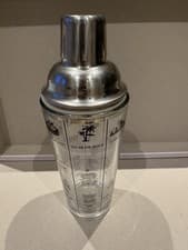 Image of Cocktail Shaker Glass And Stainless Steel. With Recipes. Rare Vintage Style.