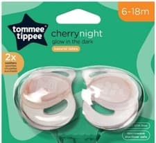 Image of 4x Tommee Tippee Essenti Cherry Soother Natural Latex Baby DAY OR  GLOW ON NIGHT