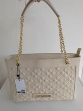 Image of Women’s Love Moschino Quilted Nude Bag Gold Chain BRAND NEW