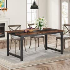 Image of Rectangular Dining Table for 4-6, 160cm Industrial Kitchen Table for Dining Room