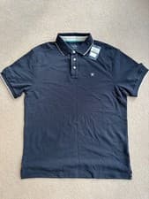 Image of Hackett Men's Large Slim fit navy polo shirt with white trim BNWT