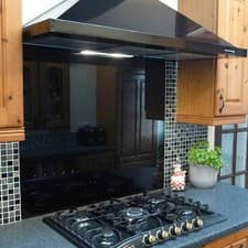Image of Black Glass Splashback - Toughened - Made to measure - Free Adhesive