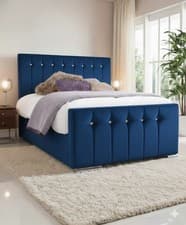 Image of Diana Diamond Upholstered Fabric Bed Frame Luxury Modern Velvet Design UK Style