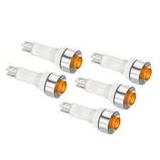 Image of 5Pcs AC 24V 10mm Signal Indicator Lights Panel Mount LED Lamp Yellow
