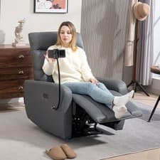 Image of Electric Recliner Armchair with Phone Holder, USB, Reclining Chair, Grey