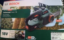 Image of Bosch Universal Chain 18V Cordless Chainsaw. 3KG. Incl oil, battery & charger.