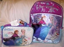Image of Disney Frozen Running Anna+Elsa 16" Backpack & Anna Elsa Lunch Bag Lunchbox-New!
