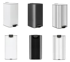 Image of Square Stainless Steel Soft Close Kitchen Pedal Bin Modern Rubbish Waste Dustbin