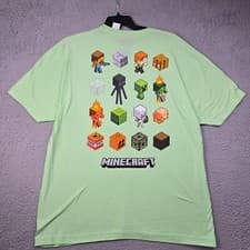Image of Minecraft Shirt Mens 2XL XXL Green Big Creeper Face CASUAL Movie VIDEO GAME NWT